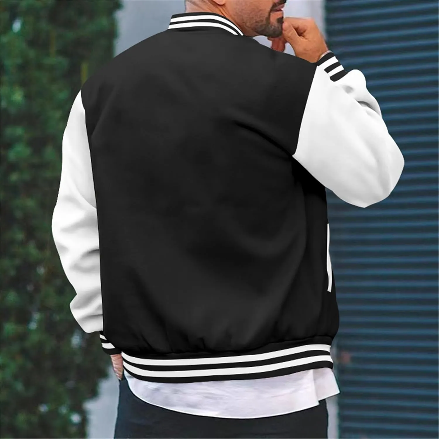 Man's Varsity Baseball Jacket Causal Winter Button Coat Slim Fit Cotton Letterman Baseball Bomber Jackets