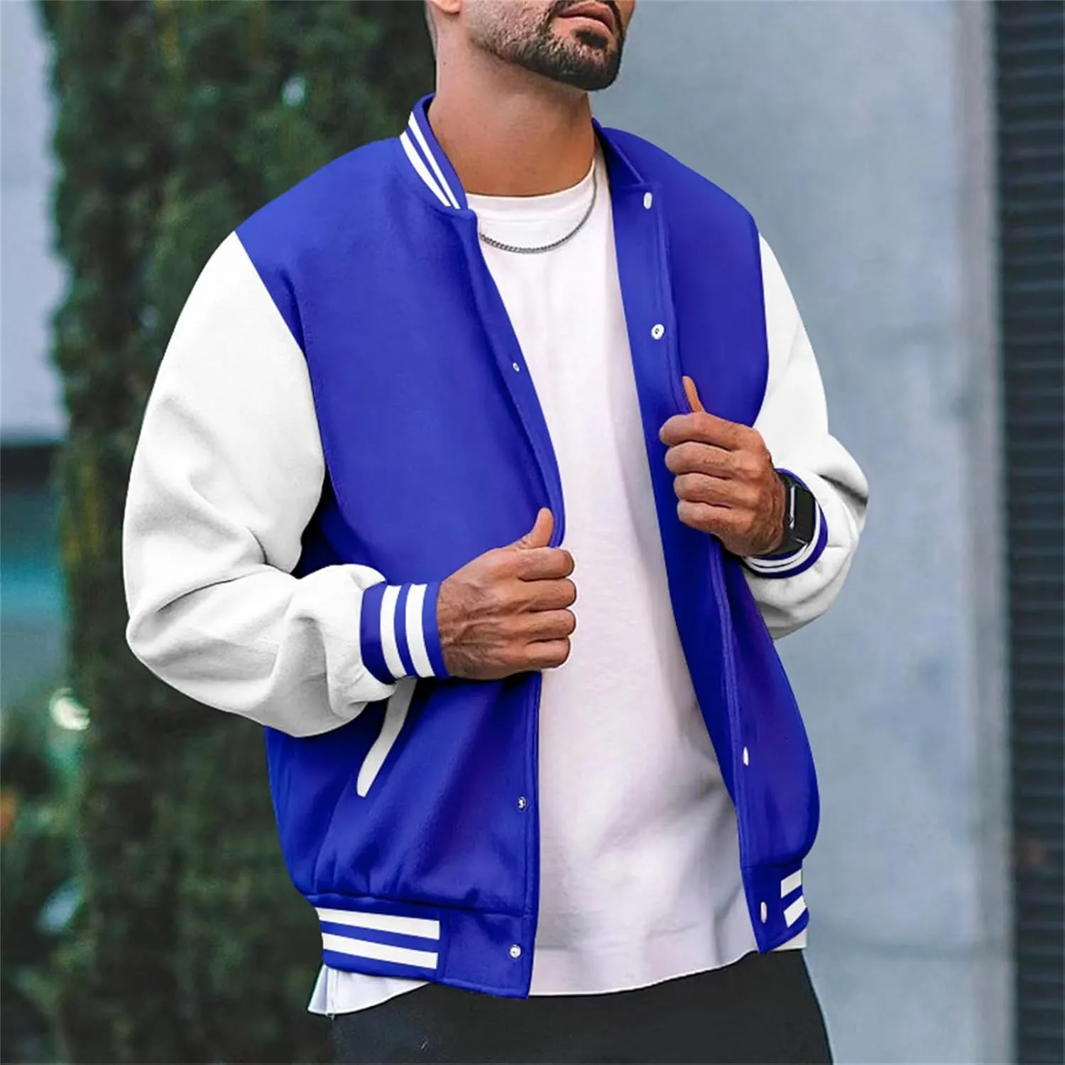 Man's Varsity Baseball Jacket Causal Winter Button Coat Slim Fit Cotton Letterman Baseball Bomber Jackets