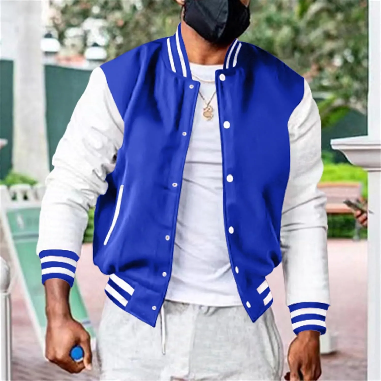 Man's Varsity Baseball Jacket Causal Winter Button Coat Slim Fit Cotton Letterman Baseball Bomber Jackets