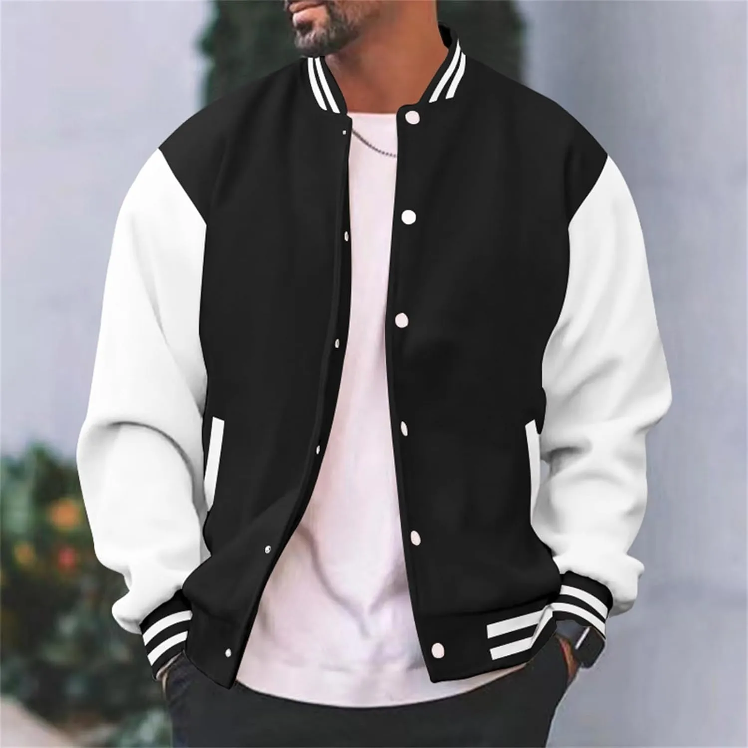 Man's Varsity Baseball Jacket Causal Winter Button Coat Slim Fit Cotton Letterman Baseball Bomber Jackets