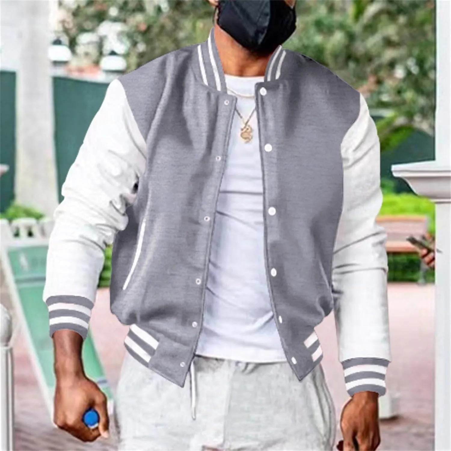 Man's Varsity Baseball Jacket Causal Winter Button Coat Slim Fit Cotton Letterman Baseball Bomber Jackets