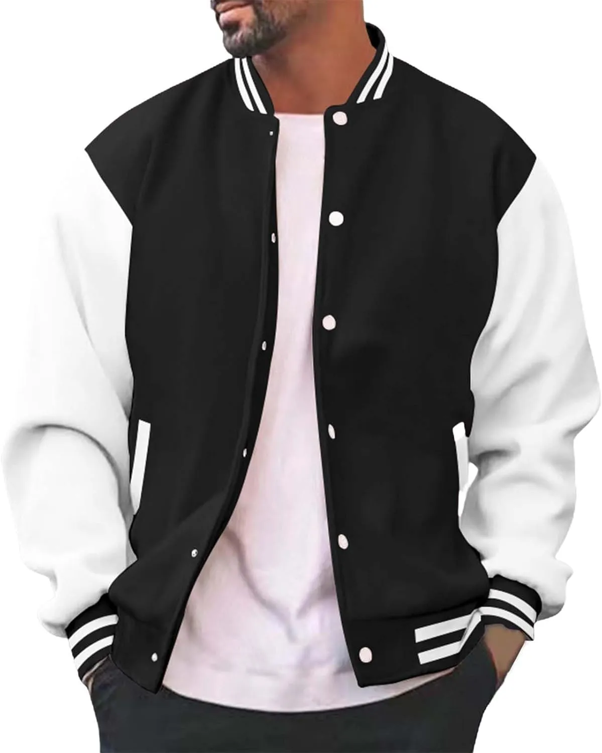 Man's Varsity Baseball Jacket Causal Winter Button Coat Slim Fit Cotton Letterman Baseball Bomber Jackets
