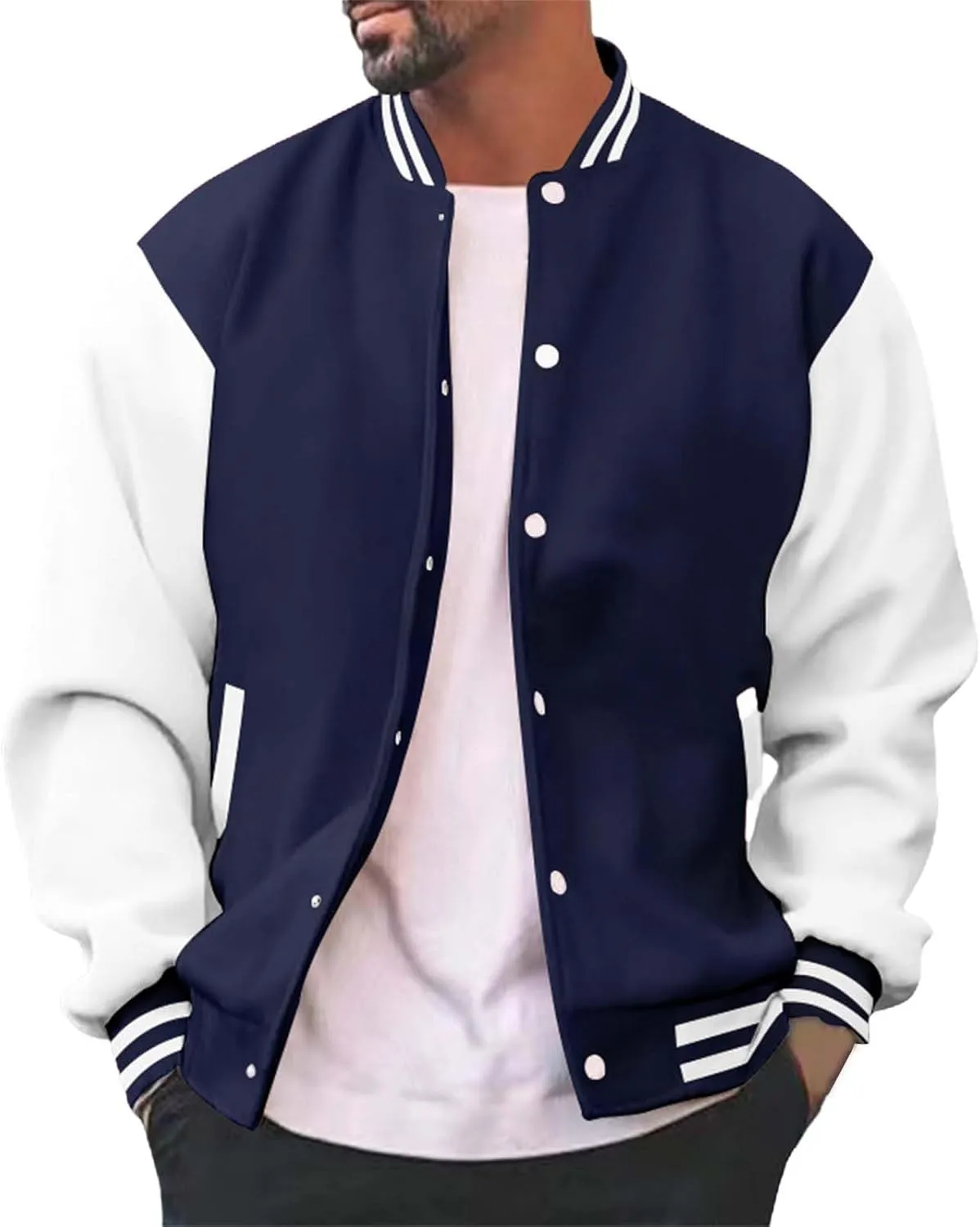 Man's Varsity Baseball Jacket Causal Winter Button Coat Slim Fit Cotton Letterman Baseball Bomber Jackets