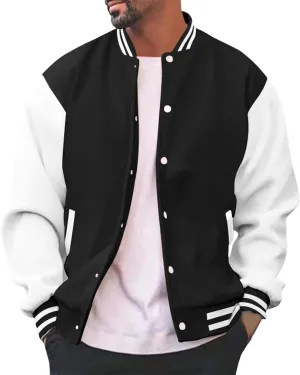 Man's Varsity Baseball Jacket Causal Winter Button Coat Slim Fit Cotton Letterman Baseball Bomber Jackets