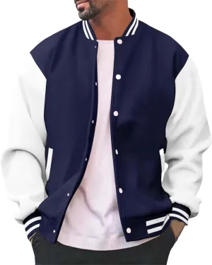 Man's Varsity Baseball Jacket Causal Winter Button Coat Slim Fit Cotton Letterman Baseball Bomber Jackets