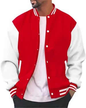 Man's Varsity Baseball Jacket Causal Winter Button Coat Slim Fit Cotton Letterman Baseball Bomber Jackets
