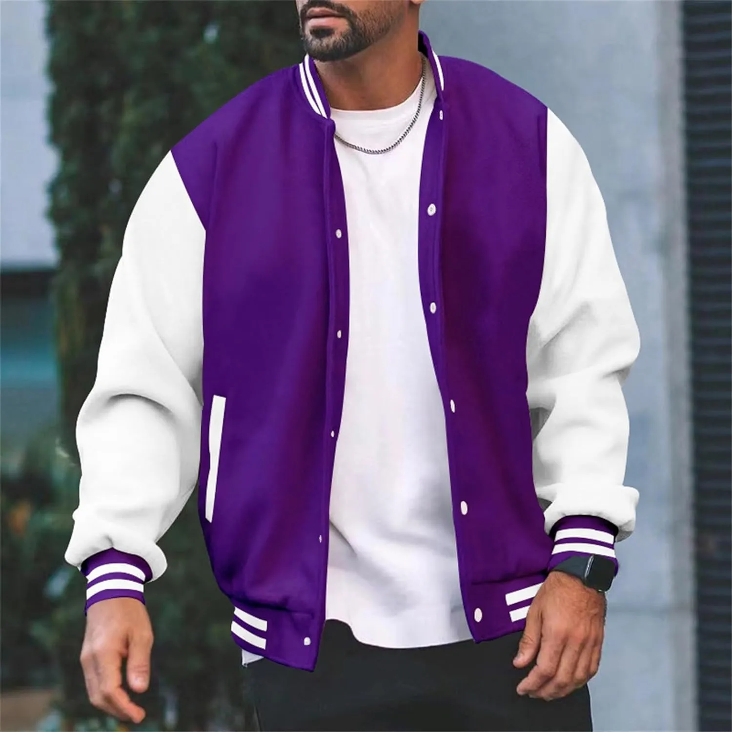Man's Varsity Baseball Jacket Causal Winter Button Coat Slim Fit Cotton Letterman Baseball Bomber Jackets