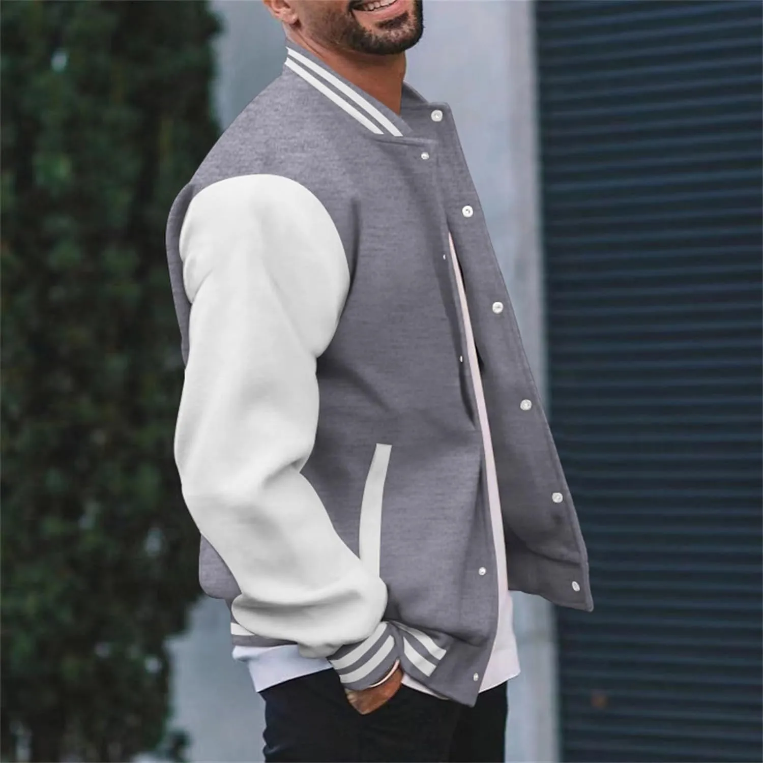 Man's Varsity Baseball Jacket Causal Winter Button Coat Slim Fit Cotton Letterman Baseball Bomber Jackets