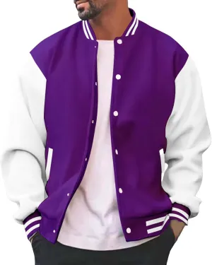 Man's Varsity Baseball Jacket Causal Winter Button Coat Slim Fit Cotton Letterman Baseball Bomber Jackets