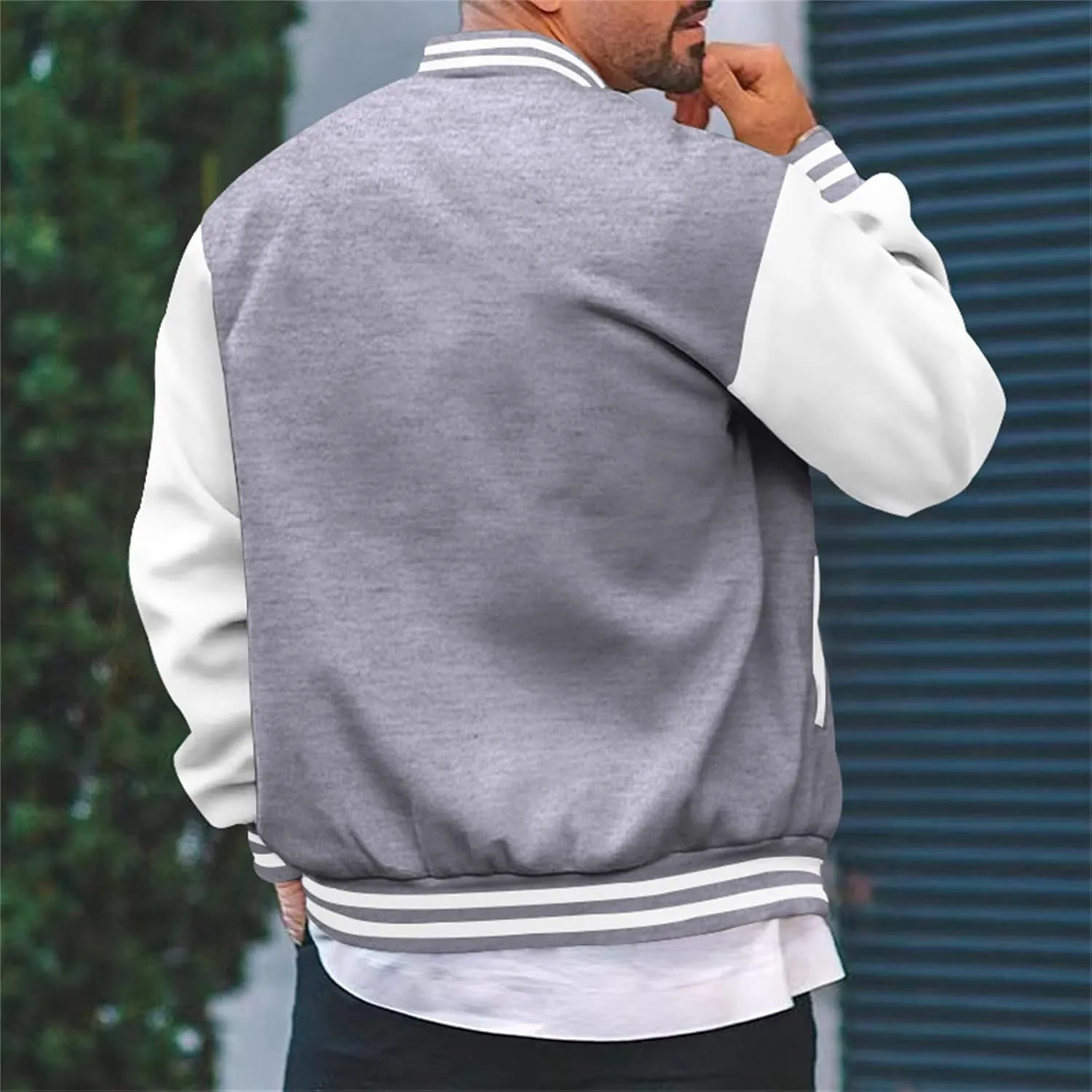 Man's Varsity Baseball Jacket Causal Winter Button Coat Slim Fit Cotton Letterman Baseball Bomber Jackets