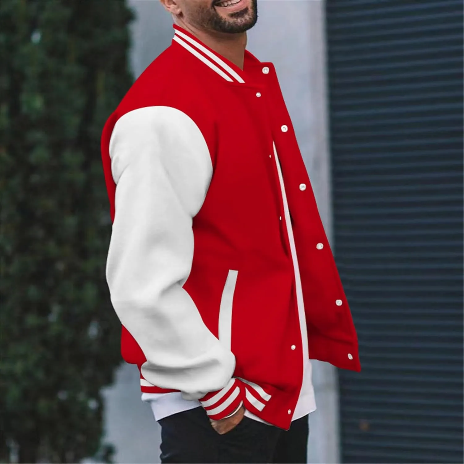 Man's Varsity Baseball Jacket Causal Winter Button Coat Slim Fit Cotton Letterman Baseball Bomber Jackets