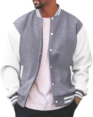 Man's Varsity Baseball Jacket Causal Winter Button Coat Slim Fit Cotton Letterman Baseball Bomber Jackets