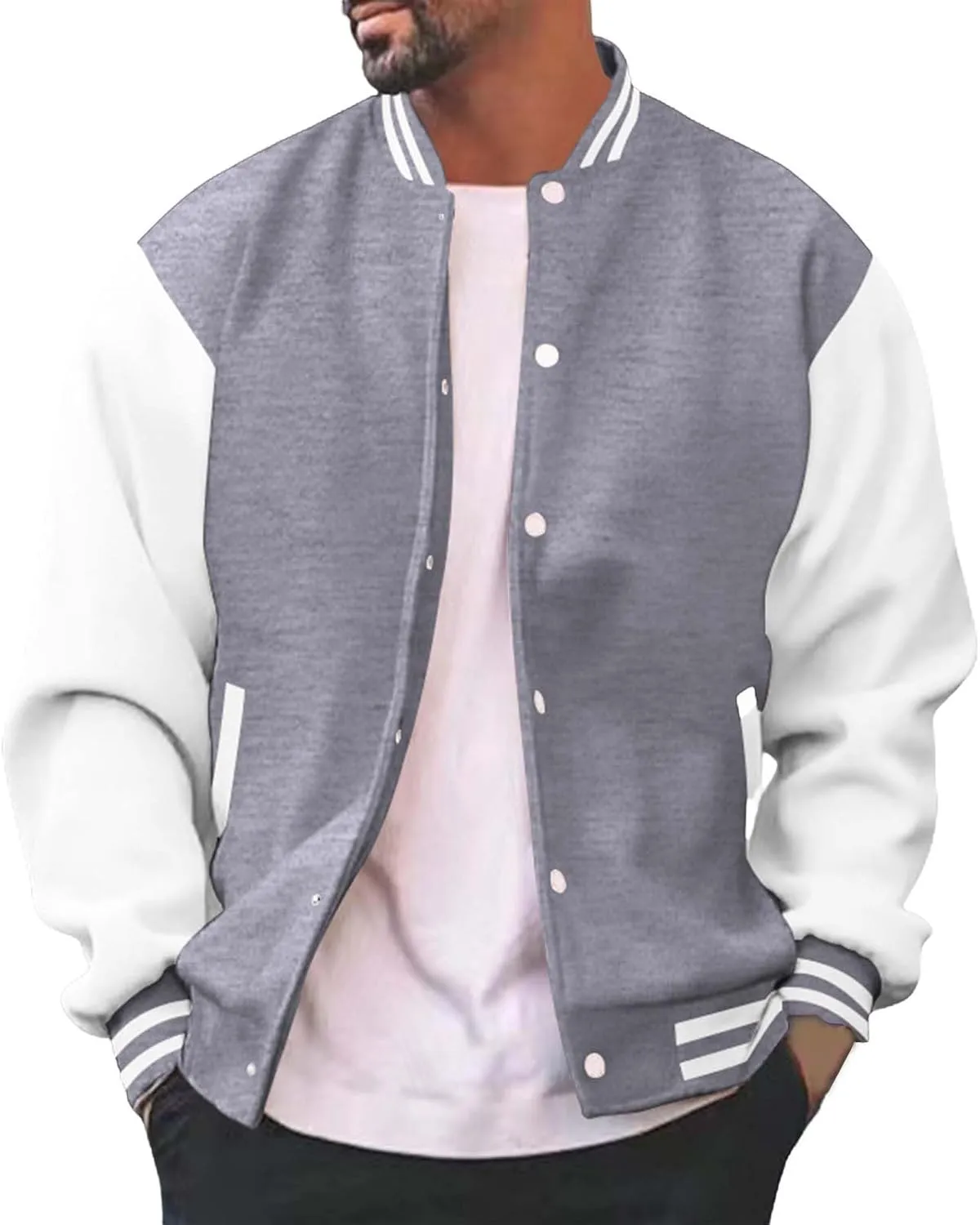 Man's Varsity Baseball Jacket Causal Winter Button Coat Slim Fit Cotton Letterman Baseball Bomber Jackets
