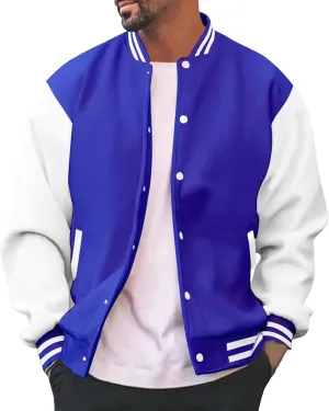 Man's Varsity Baseball Jacket Causal Winter Button Coat Slim Fit Cotton Letterman Baseball Bomber Jackets