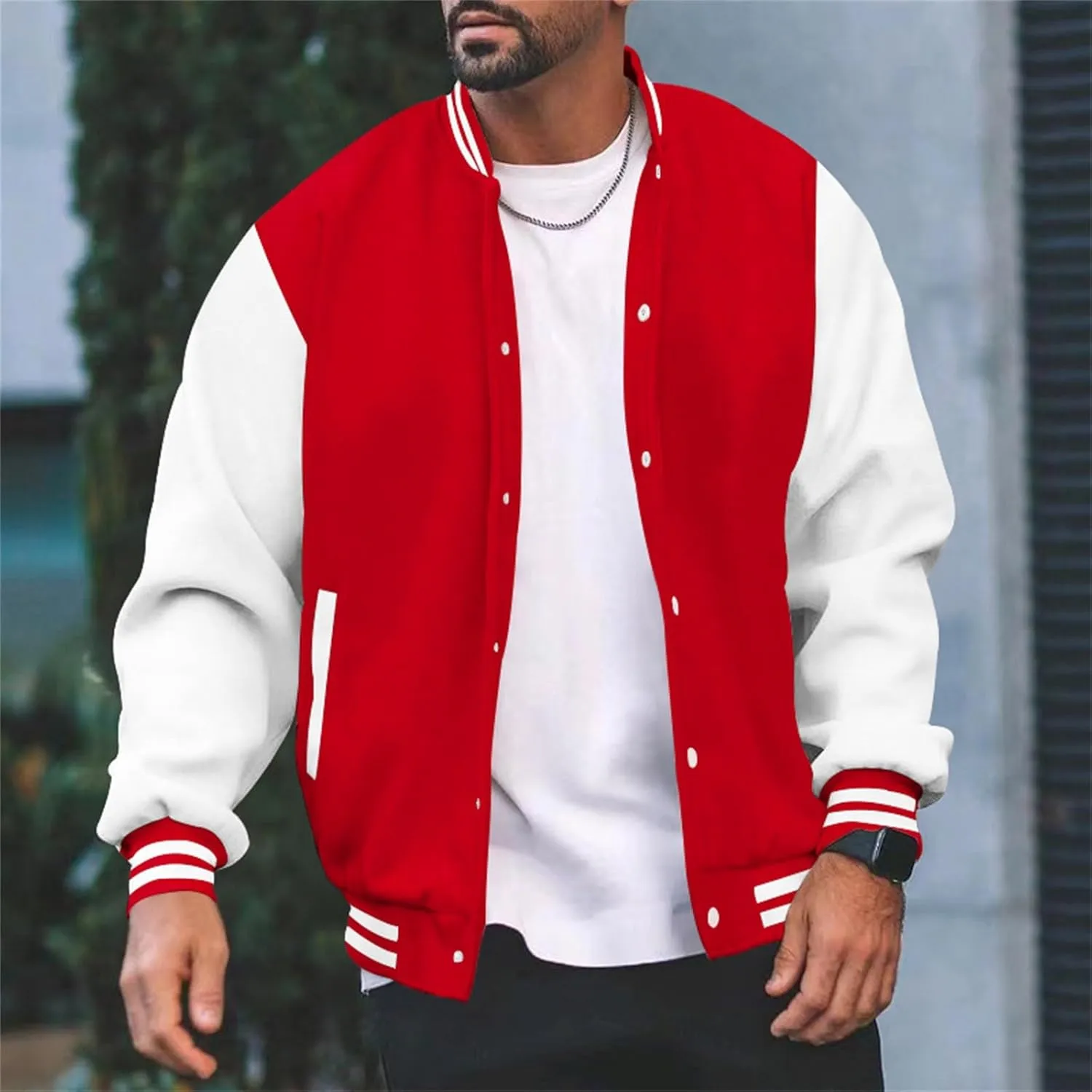 Man's Varsity Baseball Jacket Causal Winter Button Coat Slim Fit Cotton Letterman Baseball Bomber Jackets