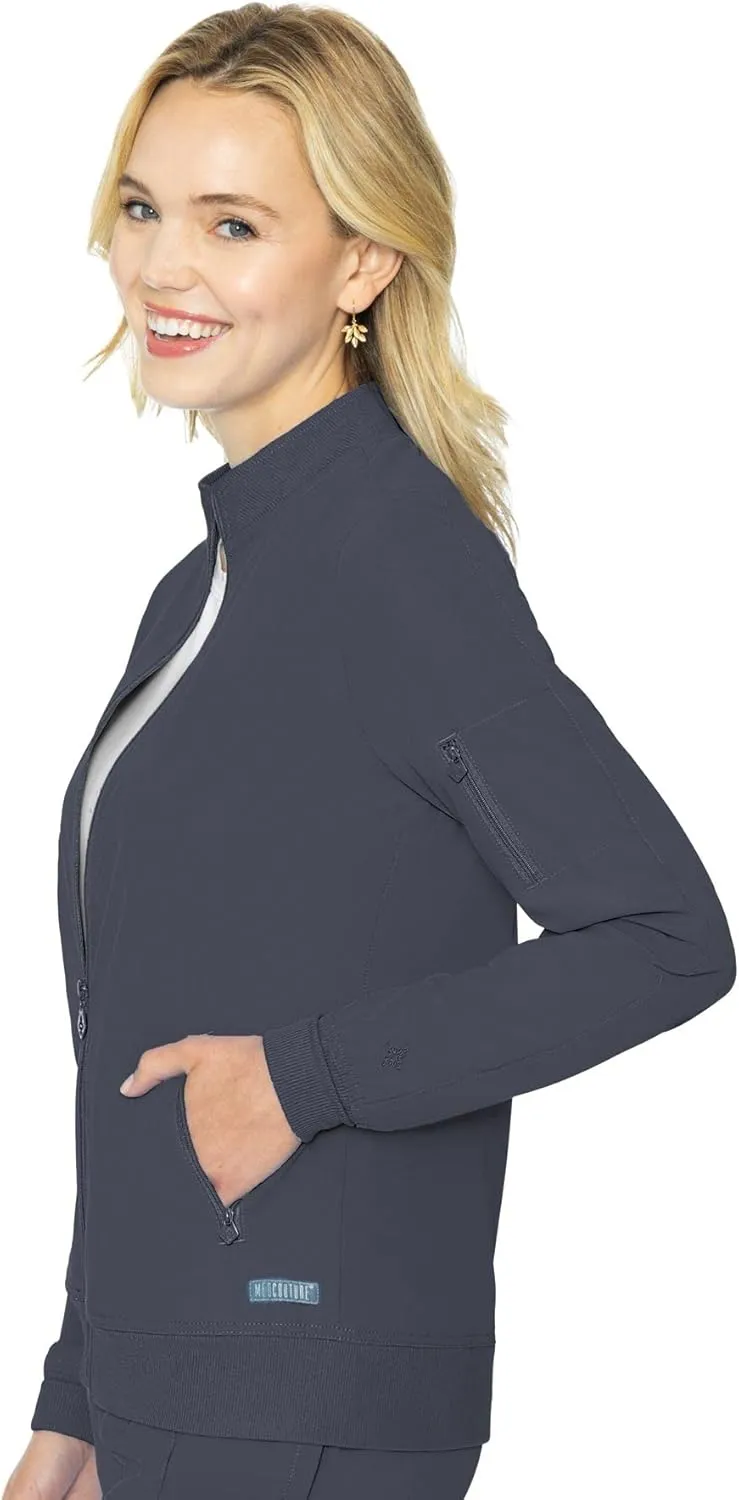 Med Couture Peaches Women Warm-Up Scrub Jacket - Lightweight, Moisture-Wicking, SPF 50, Missy Fit - MC8674