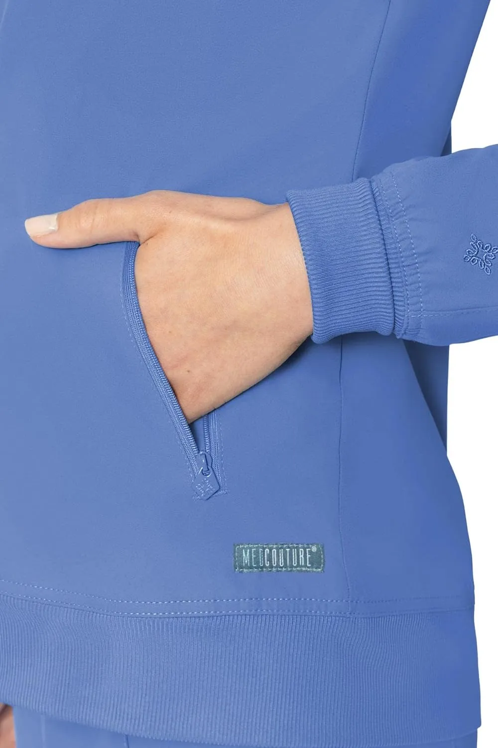 Med Couture Peaches Women Warm-Up Scrub Jacket - Lightweight, Moisture-Wicking, SPF 50, Missy Fit - MC8674