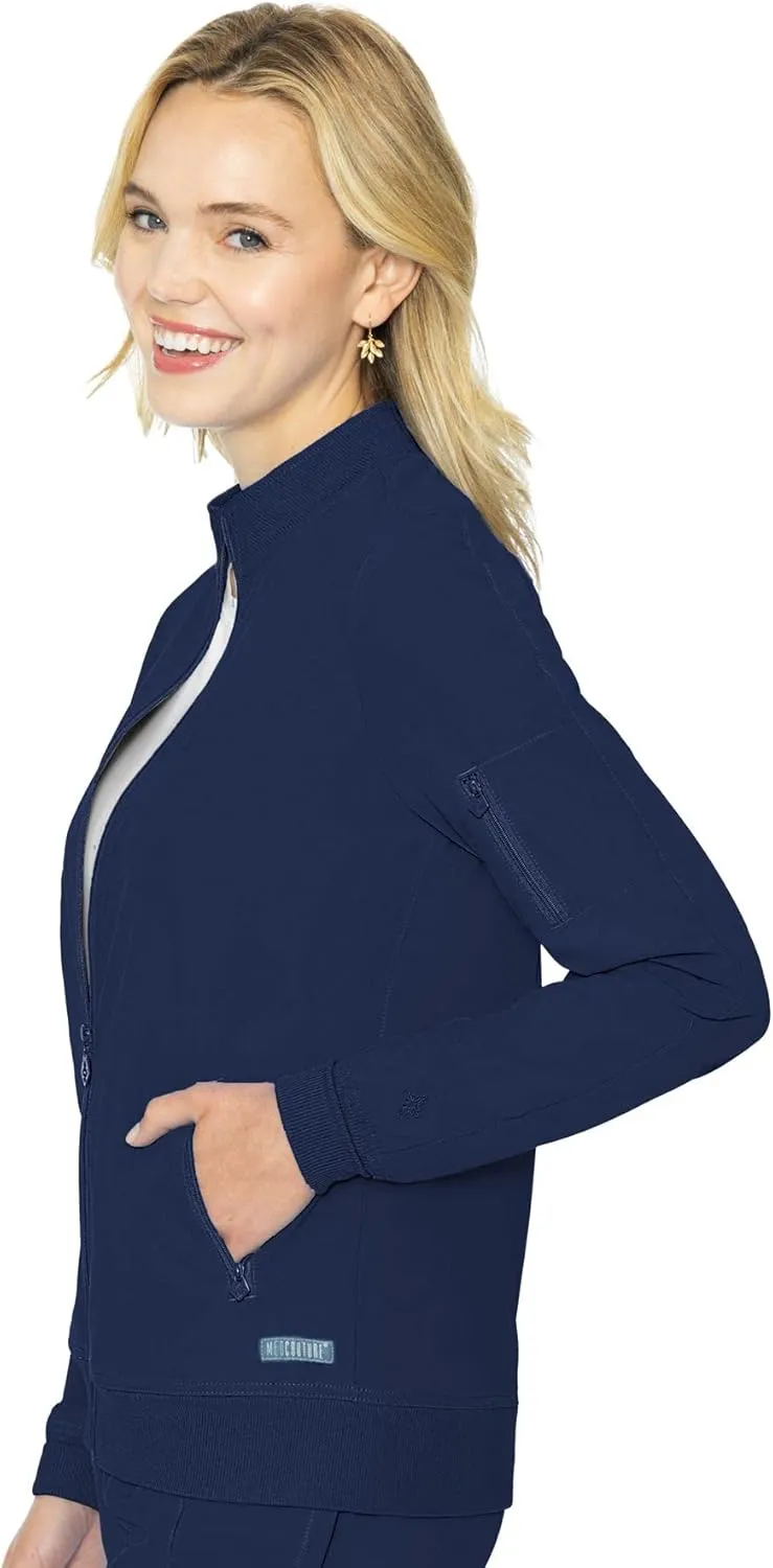 Med Couture Peaches Women Warm-Up Scrub Jacket - Lightweight, Moisture-Wicking, SPF 50, Missy Fit - MC8674