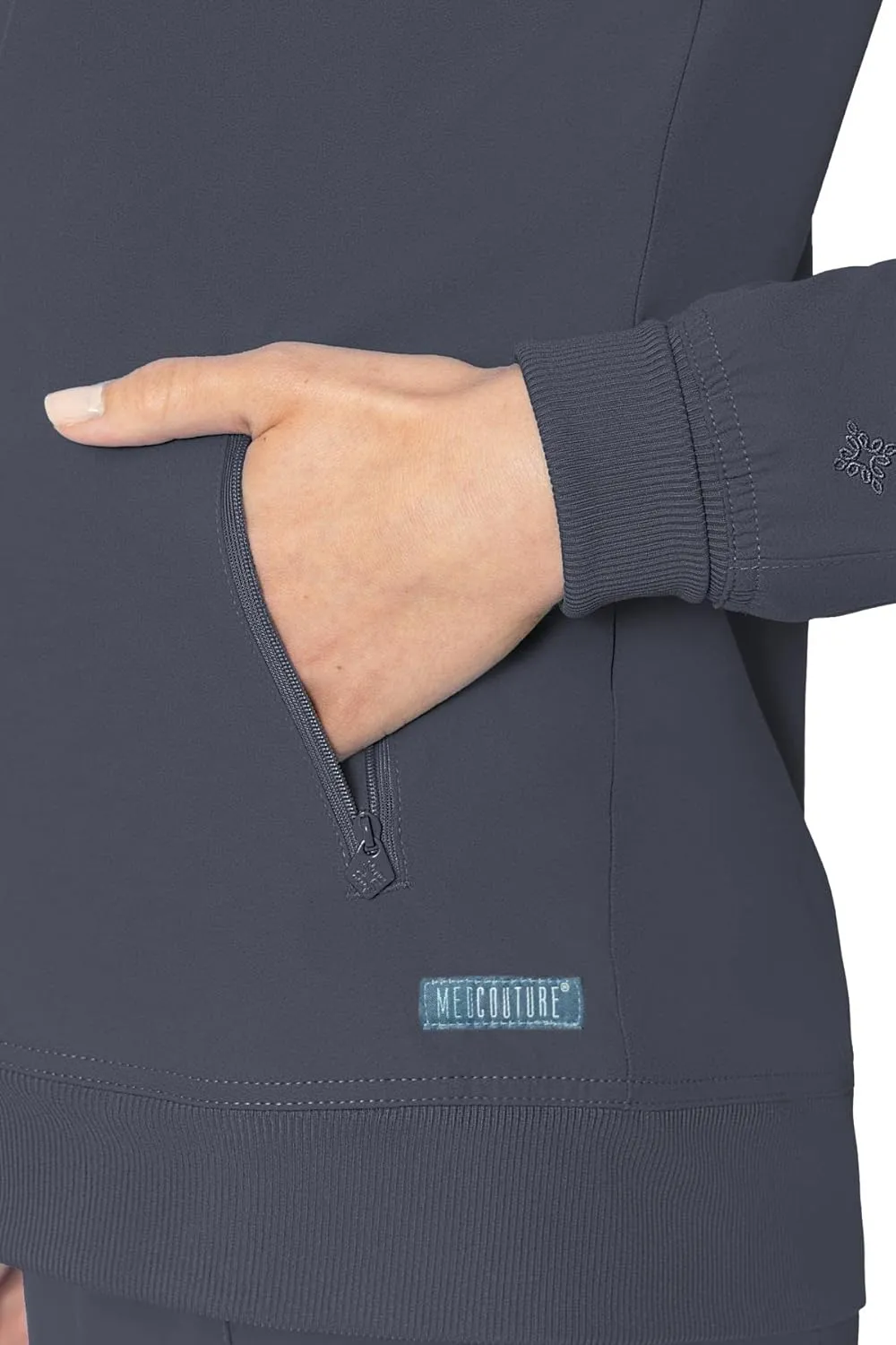 Med Couture Peaches Women Warm-Up Scrub Jacket - Lightweight, Moisture-Wicking, SPF 50, Missy Fit - MC8674