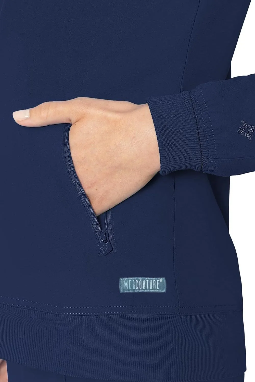 Med Couture Peaches Women Warm-Up Scrub Jacket - Lightweight, Moisture-Wicking, SPF 50, Missy Fit - MC8674
