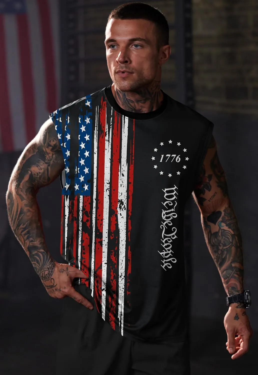 Men Graphic Muscle Tank Top Gym Workout Summer Casual Sleeveless Shirts (S-XXL)