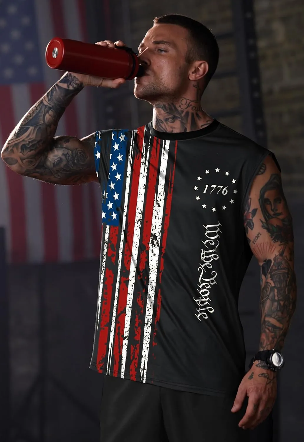 Men Graphic Muscle Tank Top Gym Workout Summer Casual Sleeveless Shirts (S-XXL)