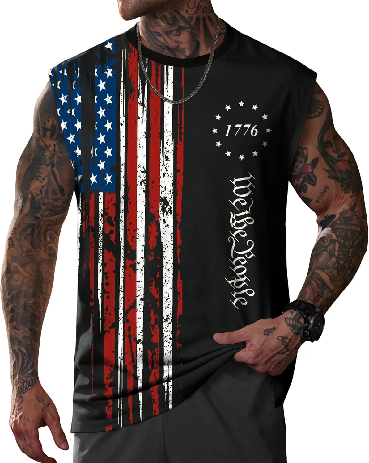 Men Graphic Muscle Tank Top Gym Workout Summer Casual Sleeveless Shirts (S-XXL)