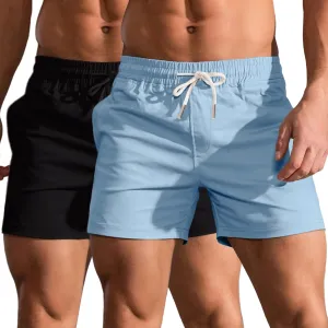 Mens 5" Shorts Cotton Casual Classic Fit Elastic Waist Summer Daily Wear Workout Short