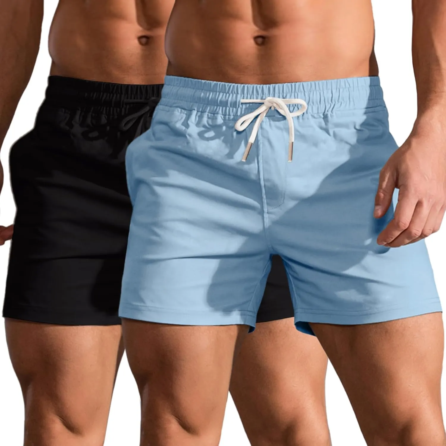 Mens 5" Shorts Cotton Casual Classic Fit Elastic Waist Summer Daily Wear Workout Short