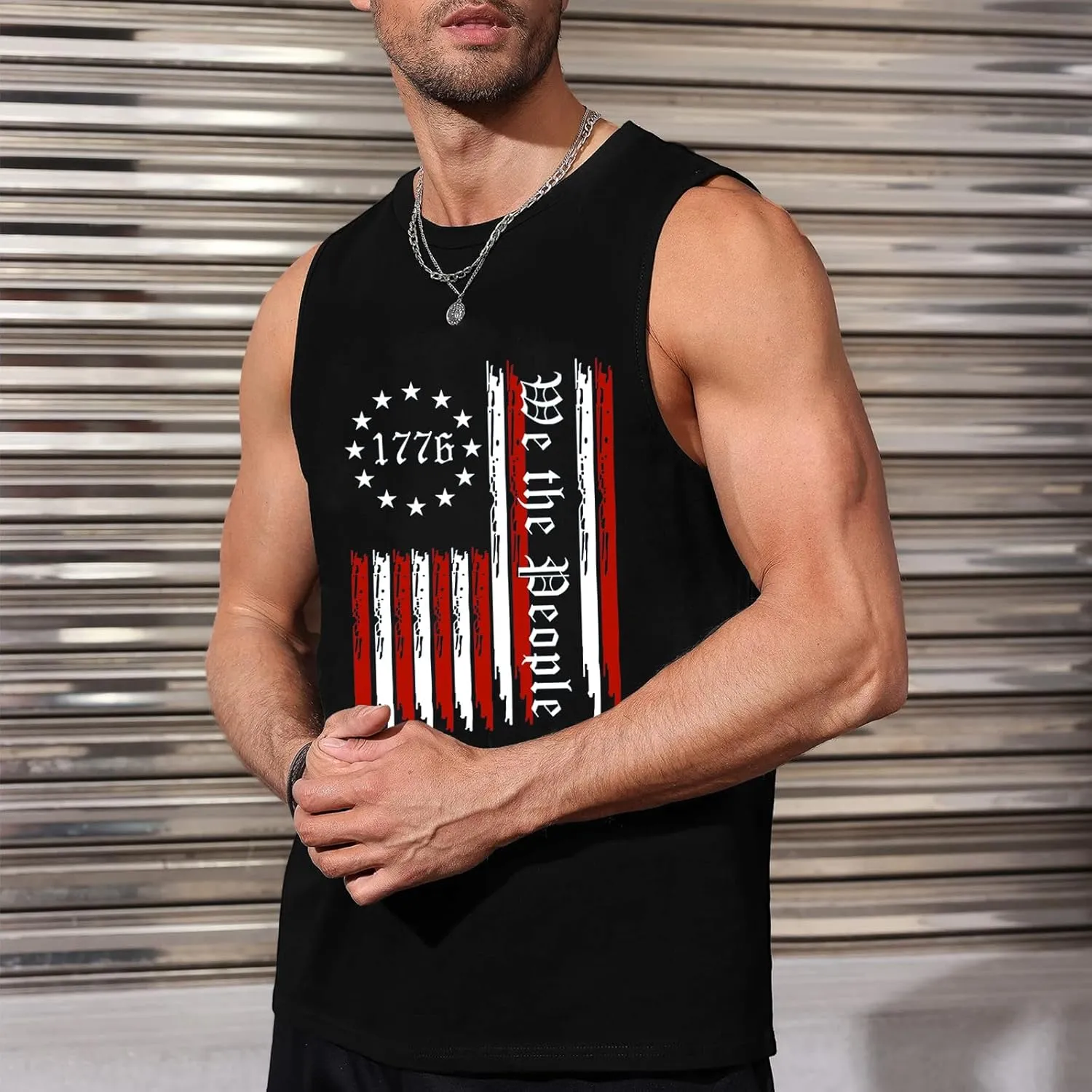 Mens American Flag Tank Top Sleeveless 4th of July Independence Day Tops