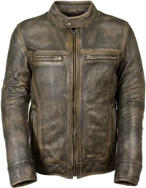 Mens Cafe Racer Vintage Motorcycle Distressed Retro Biker Leather Jacket