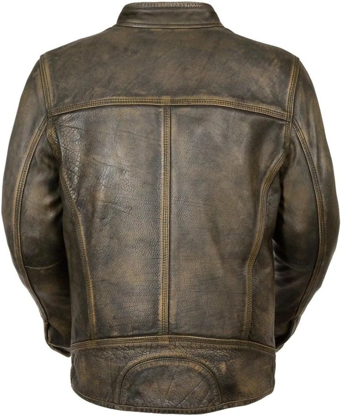 Mens Cafe Racer Vintage Motorcycle Distressed Retro Biker Leather Jacket