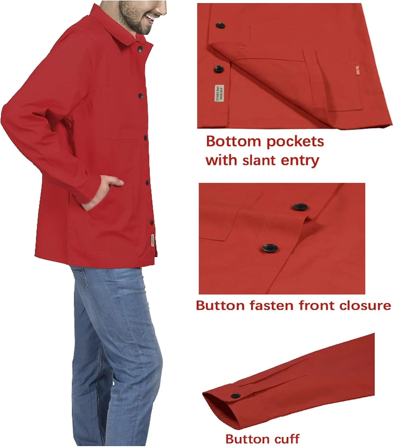 Mens Casual Lightweight Jacket Cotton Overshirts Button Down Shirt Jackets Regular & Big-tall Shacket Jacket