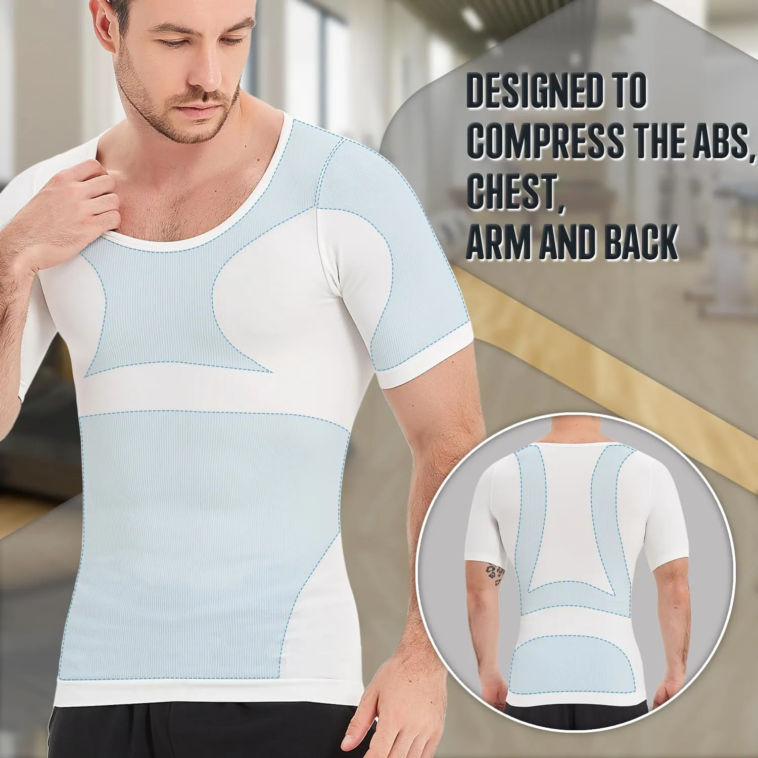 Mens Compression Shirts Short Sleeve, Gynecomastia Undershirt, Slimming Tank Top, Shapewear Vest