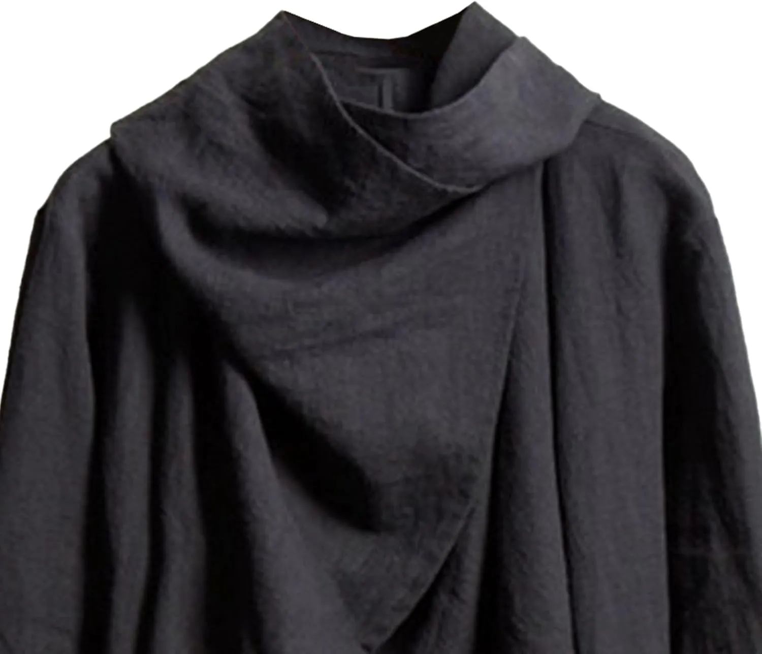 Men's Cotton Linen Irregular Cloak Long Sleeve Loose Poncho Cape Coat Long Jacket Cardigan Outwear Trench Coat