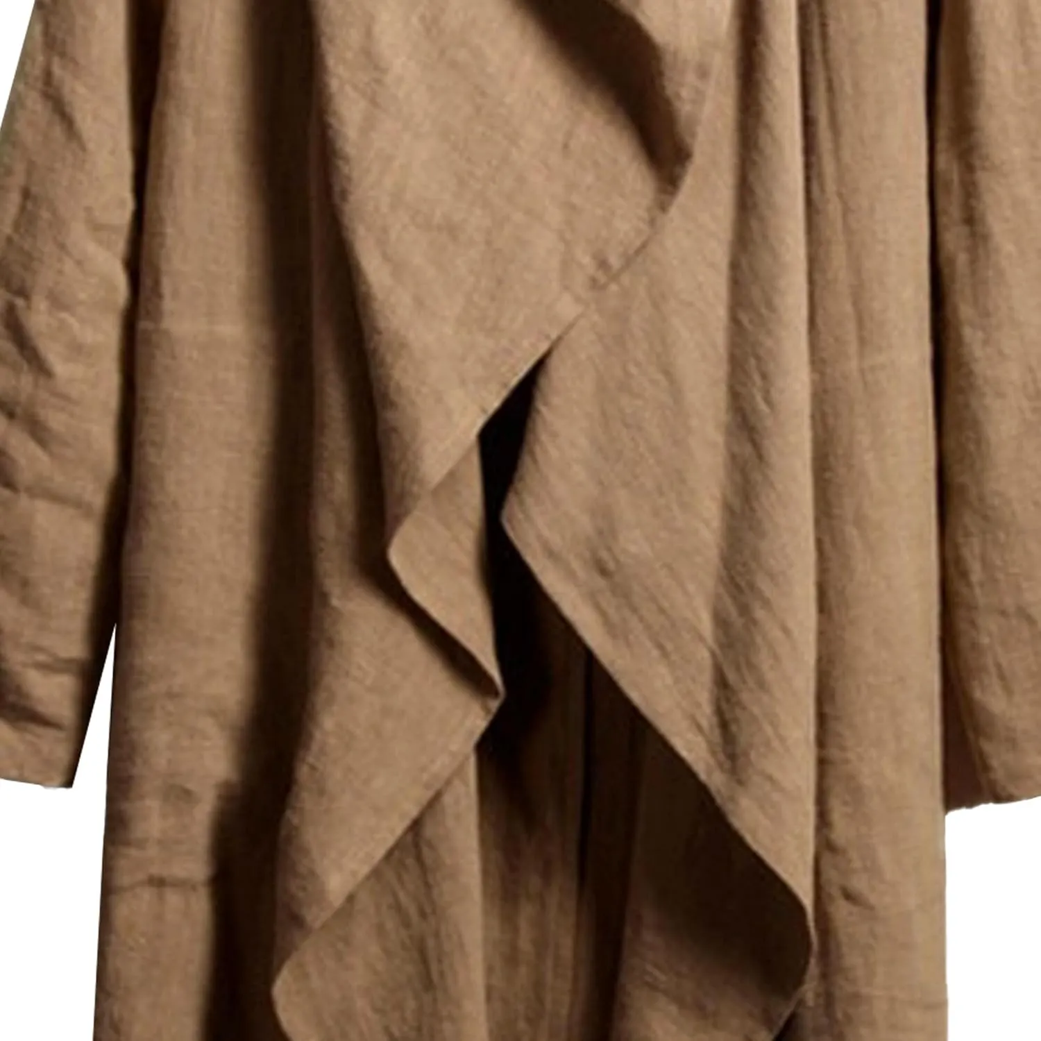 Men's Cotton Linen Irregular Cloak Long Sleeve Loose Poncho Cape Coat Long Jacket Cardigan Outwear Trench Coat