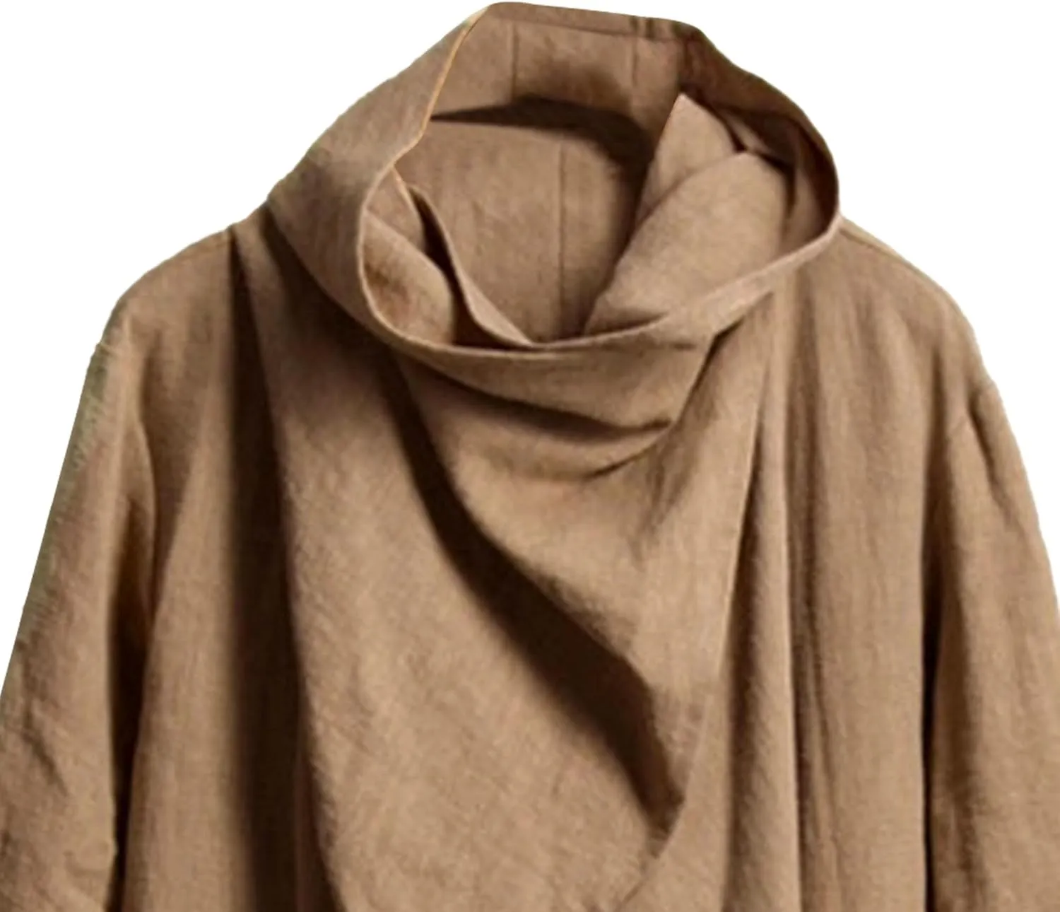 Men's Cotton Linen Irregular Cloak Long Sleeve Loose Poncho Cape Coat Long Jacket Cardigan Outwear Trench Coat