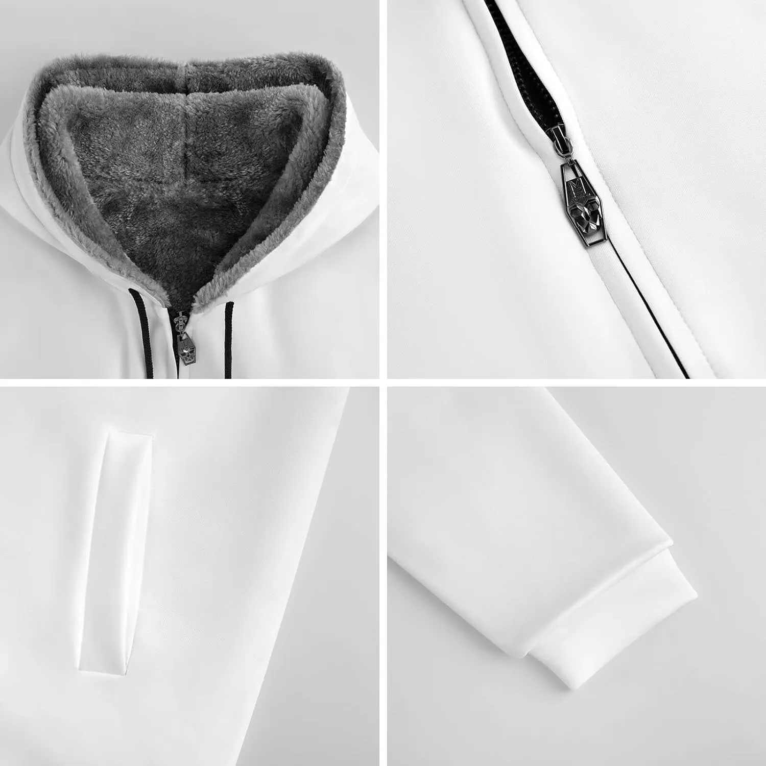 Mens Cotton Padded Fleece Jacket, Winter Full Zip Up Coat, Rainbow Angel Wings Hooded Warm Sherpa Lined Sweatshirts