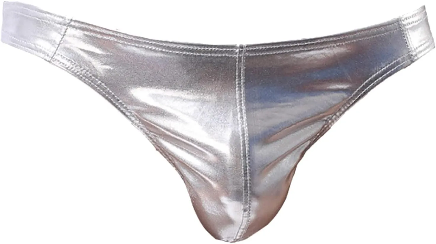 Mens Faux Leather Lingerie Metallic Pouch Briefs Sexy Low Rise Jockstrap Bikini Underwear Solid Color Soft Thong