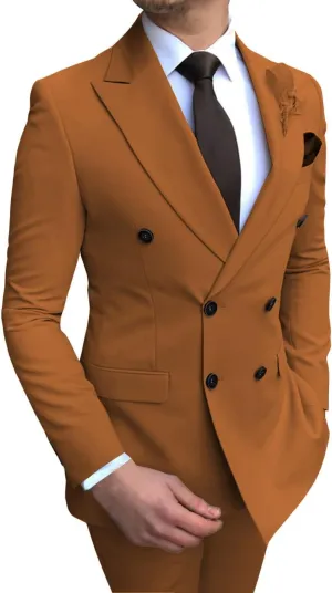 Men's Formal 2 Pieces Mens Suit Double Breasted Peak Lapel Tuxedos for Wedding Groomsmen(Blazer Pants)