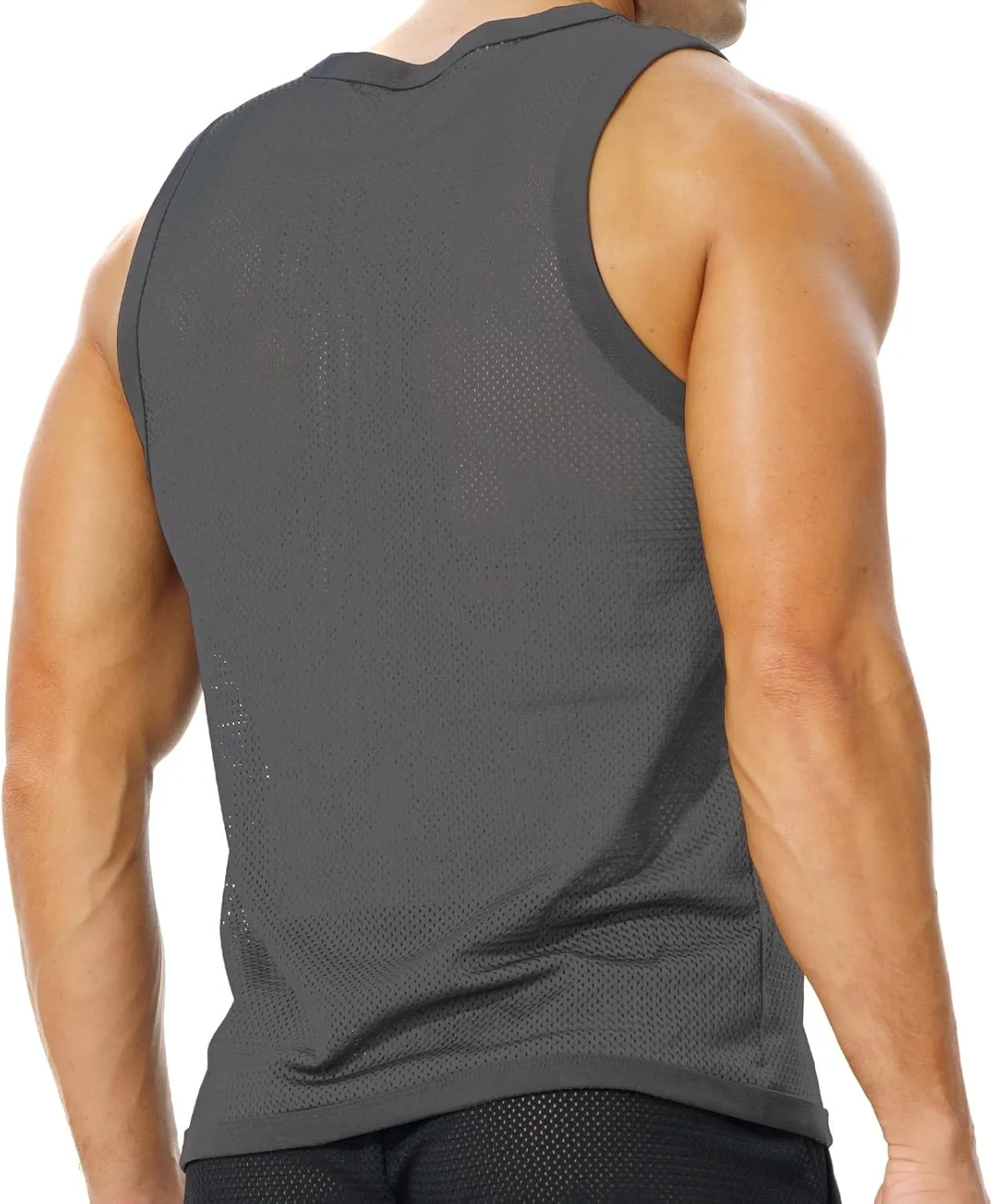 Men's Mesh Workout Tank Top Fitted Sleeveless Shirt for Casual Gym Muscle Training