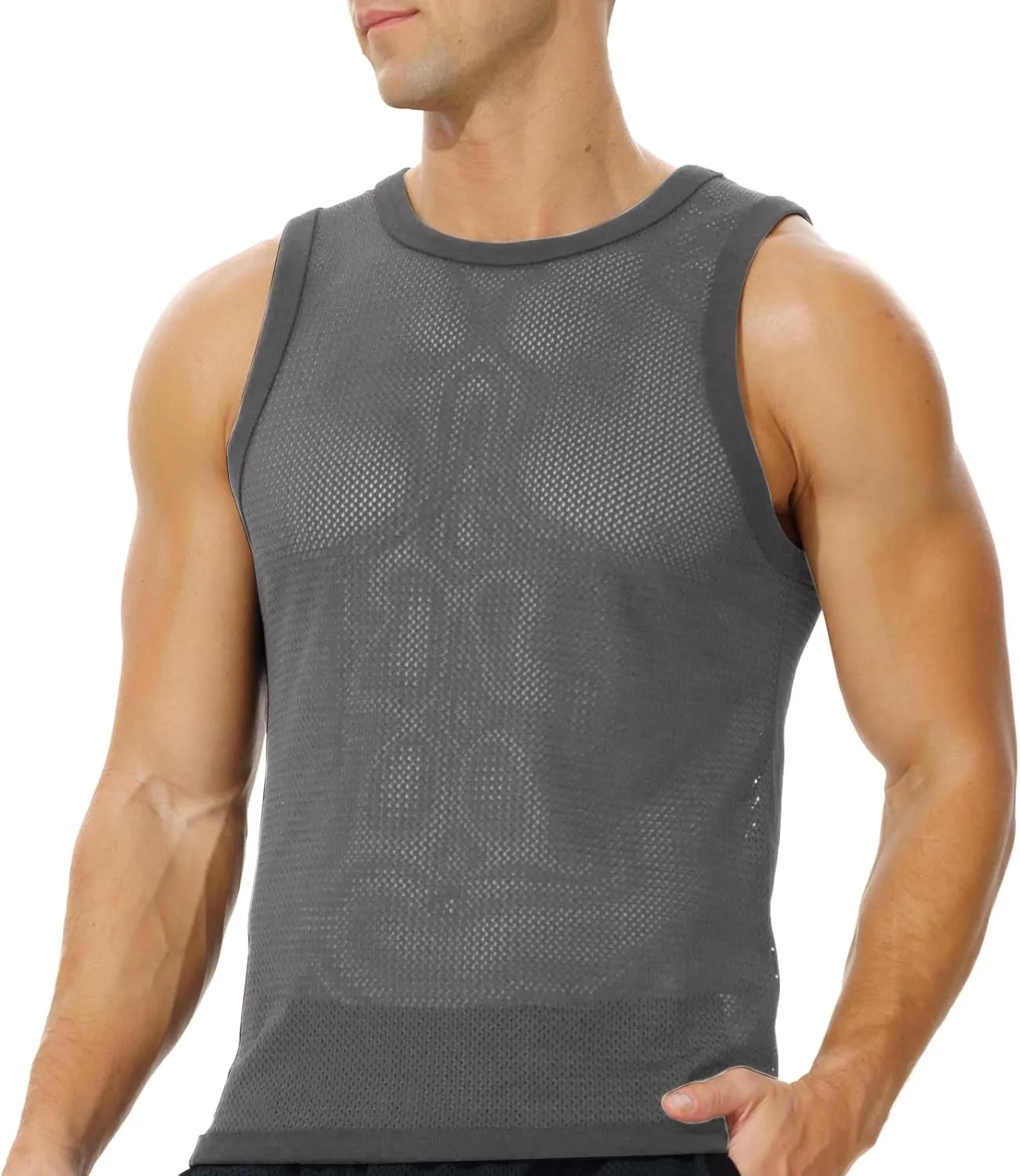 Men's Mesh Workout Tank Top Fitted Sleeveless Shirt for Casual Gym Muscle Training