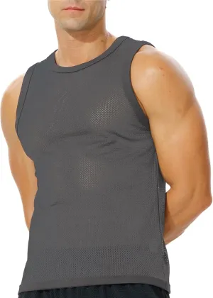 Men's Mesh Workout Tank Top Fitted Sleeveless Shirt for Casual Gym Muscle Training