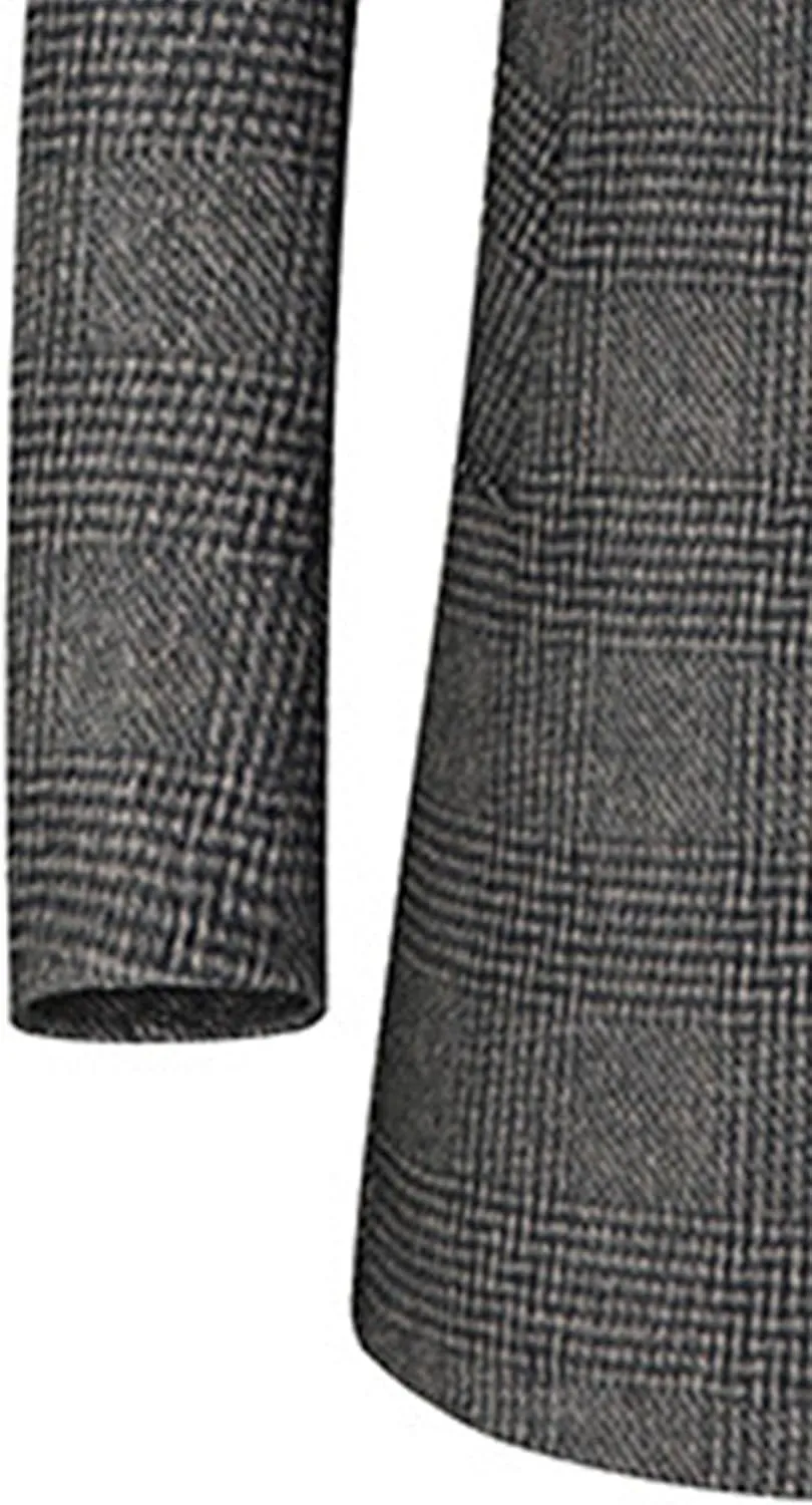 Mens Mid Long Trench Coat Casual Wool Blend Business Overcoat Winter Single Breasted Plaid Male Coats