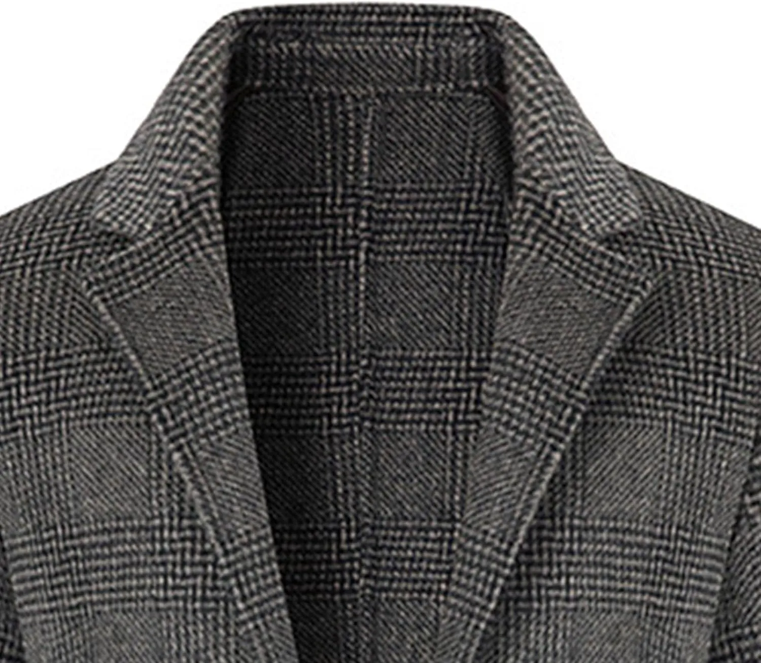 Mens Mid Long Trench Coat Casual Wool Blend Business Overcoat Winter Single Breasted Plaid Male Coats