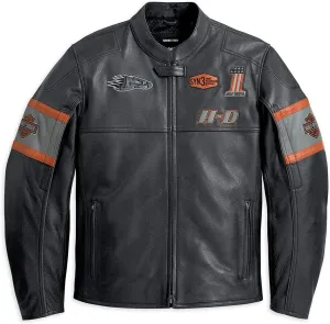 Mens Retro H-D Harley Vintage Motorcycle Leather Jacket, Classic Biker Wear Cafe Racer Leather Jacket for Men