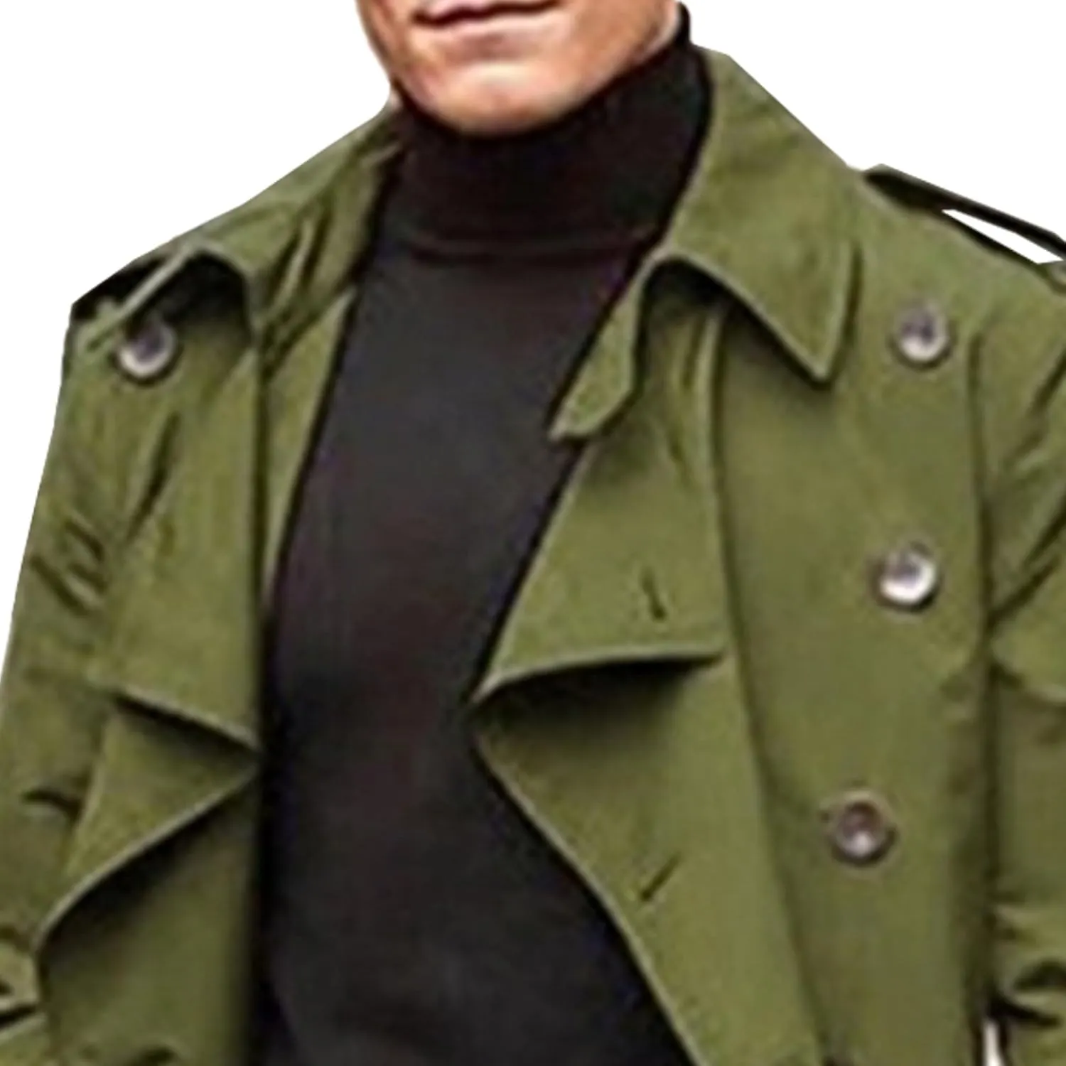Men's Solid Color Trench Coat Casual Windproof Business Overcoat Single Breasted Windbreaker Long Jacket