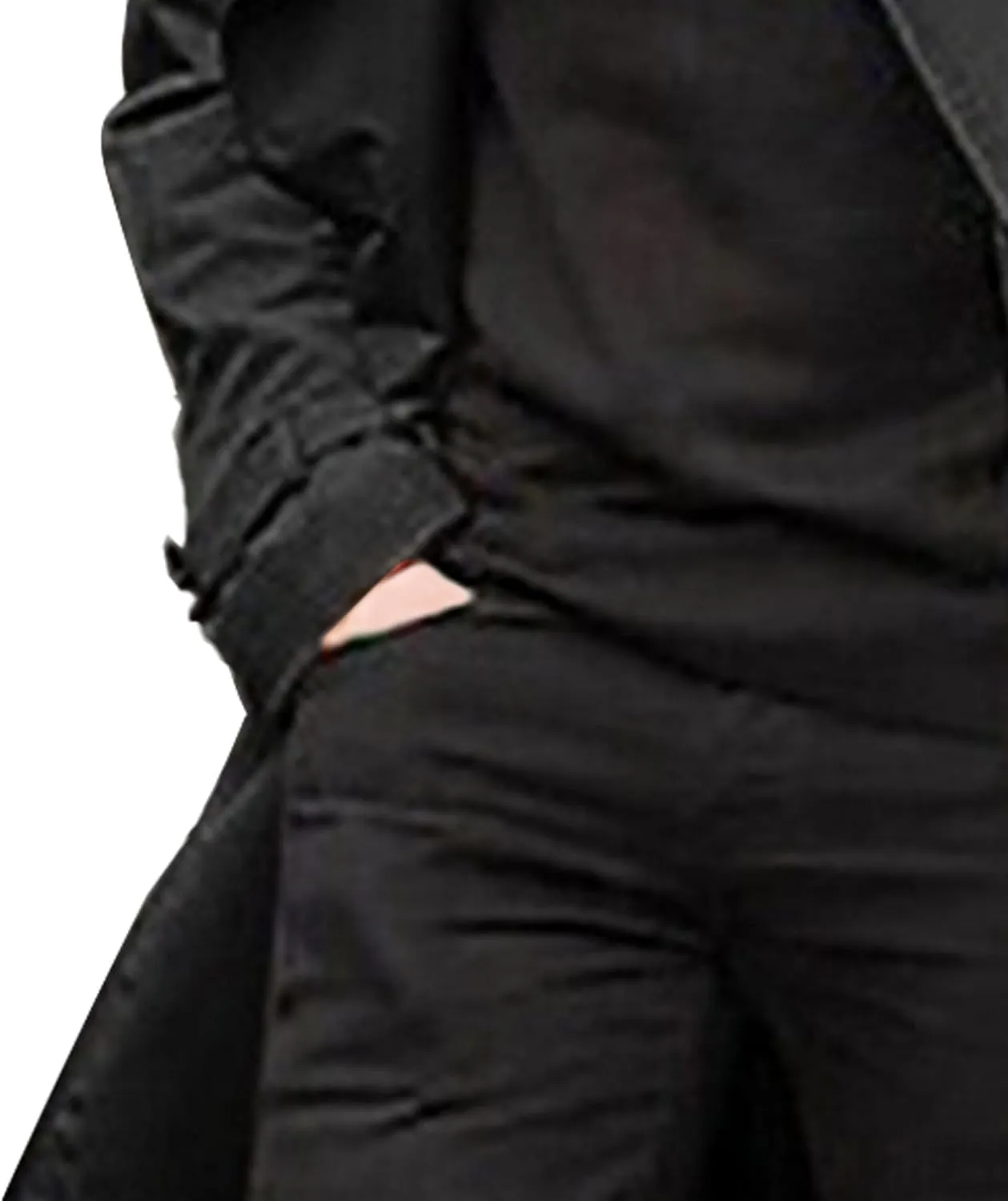 Men's Solid Color Trench Coat Casual Windproof Business Overcoat Single Breasted Windbreaker Long Jacket