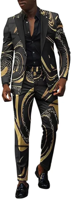 Mens Stylish Suit Sets Slim Fit 3 Button Blazer Jacket and Pants Wedding Prom Tuxedo Set Casual Business Suit Sets