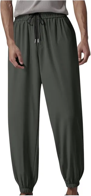 Men's Summer Pants Elastic Waist Big and Tall Casual Athletic Running Joggers Harem Baggy Hip Hop Trousers with Pockets